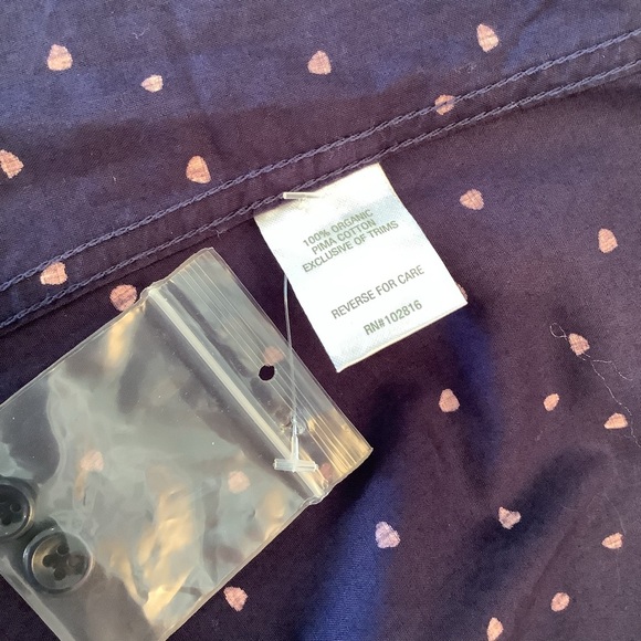 Garnet Hill Navy Polka Dot Shirt NWT Size 10 - Picture 5 of 5
